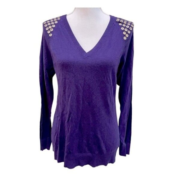 MICHAEL Michael Kors Purple Eyelet Sweater Large - Picture 1 of 8